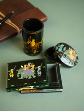 Load image into Gallery viewer, The Shahi Collection. Exclusive, Fine Kashmiri Art Decorative Desk Set - Black Sojourn (Set of Three)