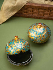The Shahi Collection. Exclusive, Fine Kashmiri Art Decorative Dome Boxes - Paisleys (Set of 2)