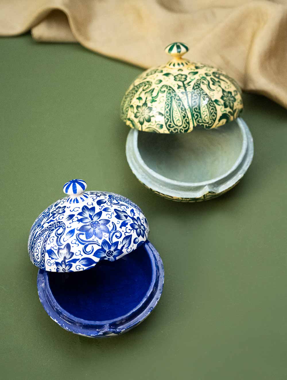 The Shahi Collection. Exclusive, Fine Kashmiri Art Decorative Dome Boxes - The Paisleys (Set of 2)