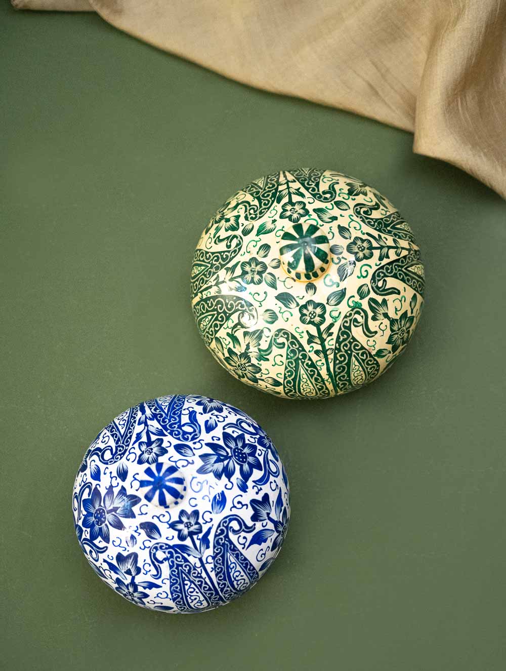 The Shahi Collection. Exclusive, Fine Kashmiri Art Decorative Dome Boxes - The Paisleys (Set of 2)