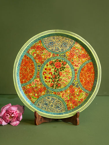 The Shahi Collection. Exclusive, Fine Kashmiri Art Decorative Wall Plate / Table Curio - Floral Maze
