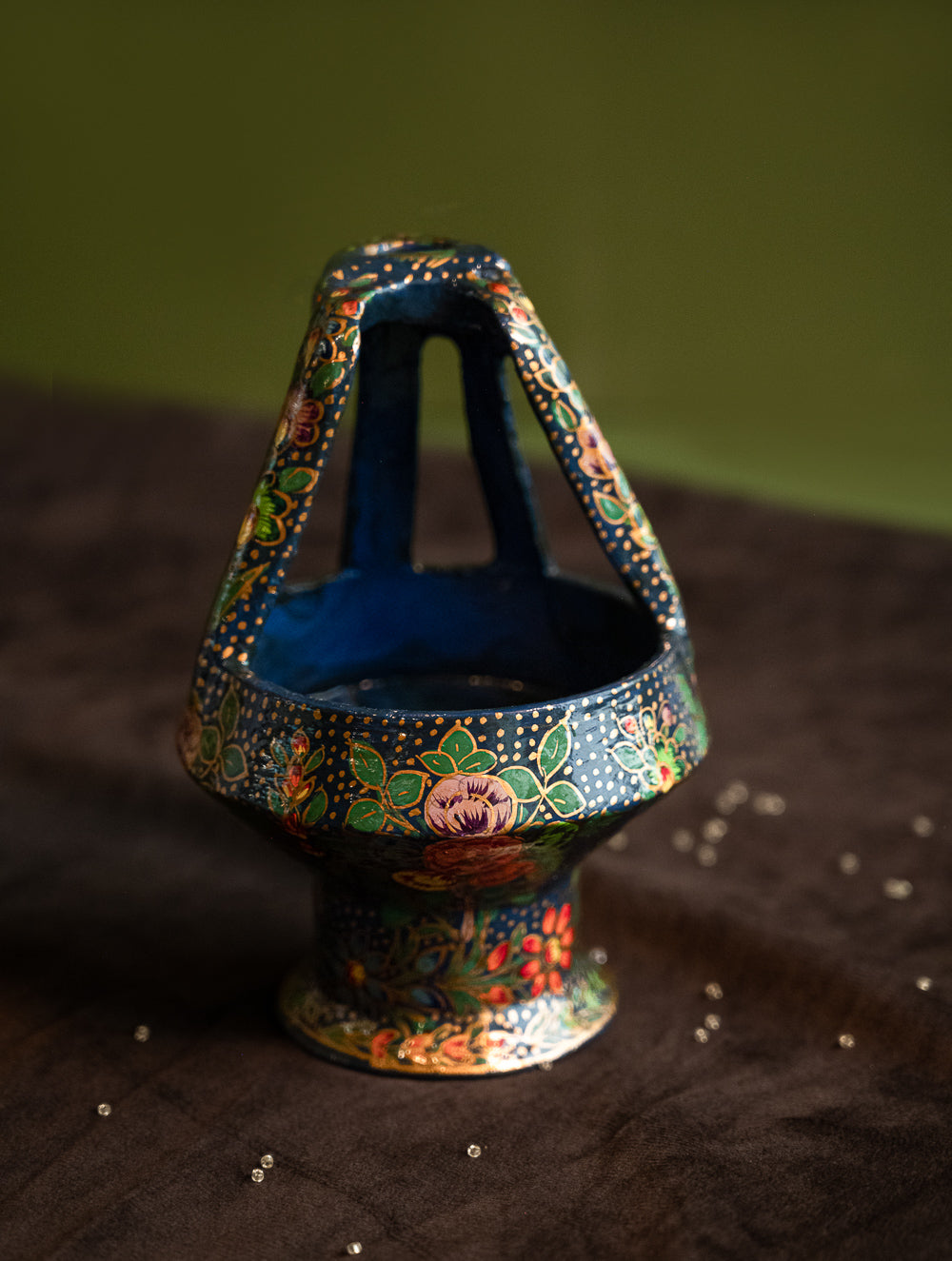 The Shahi Collection. Exclusive, Fine Kashmiri Art Kangri - Blue  Florals