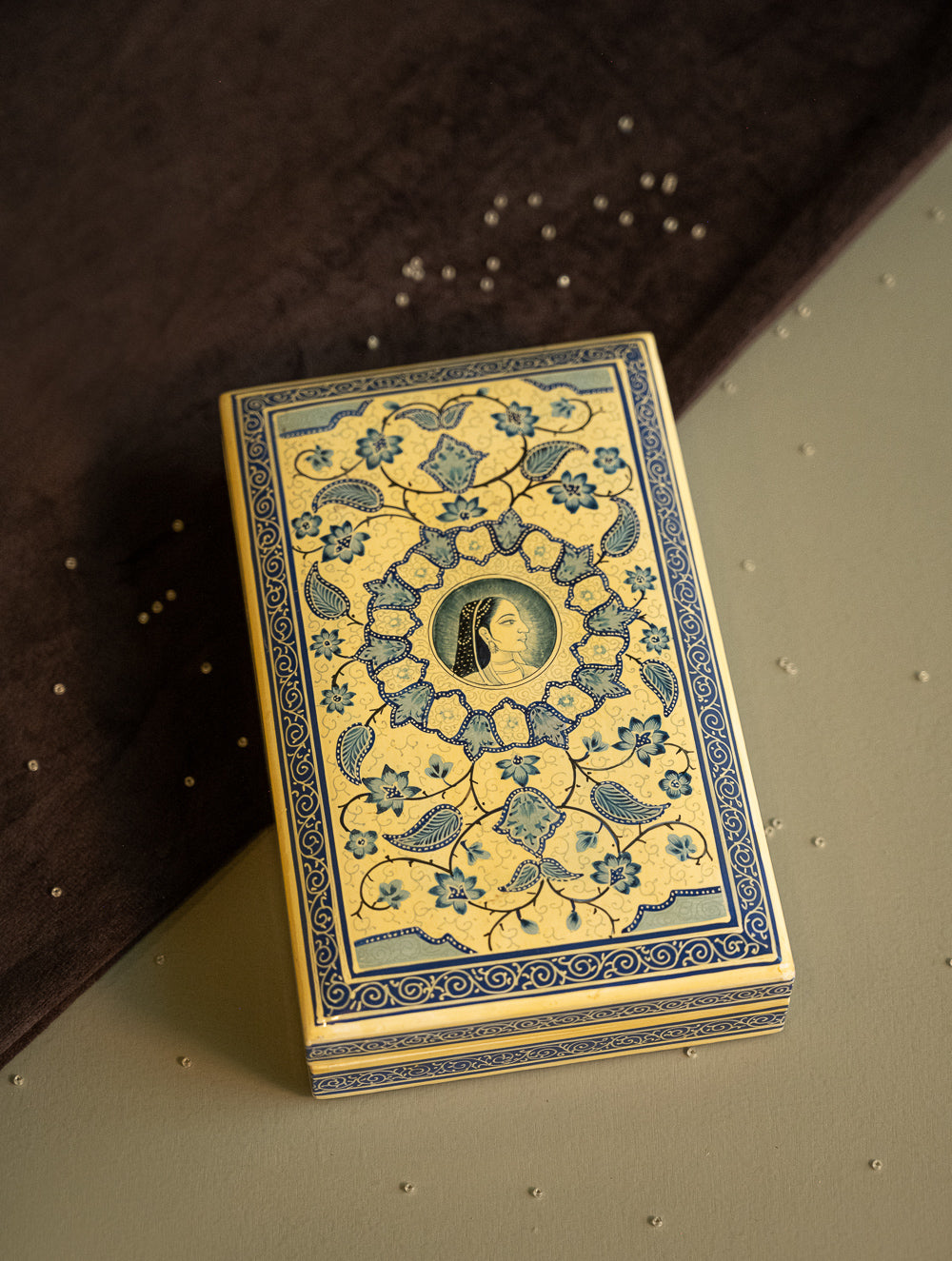 Load image into Gallery viewer, The Shahi Collection. Exclusive, Fine Kashmiri Art Utility Box - Begum in Indigo