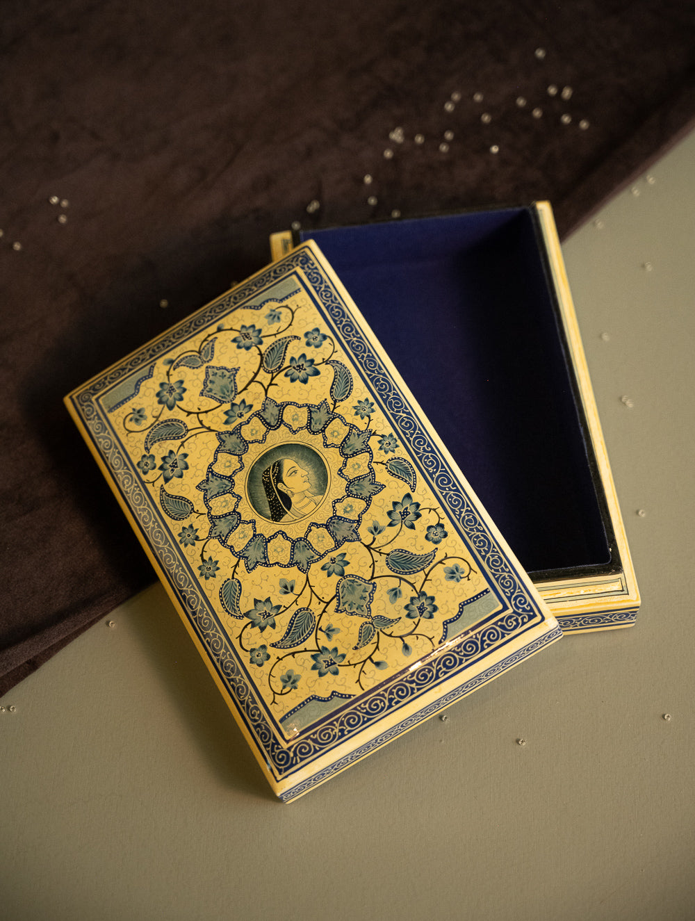 Load image into Gallery viewer, The Shahi Collection. Exclusive, Fine Kashmiri Art Utility Box - Begum in Indigo