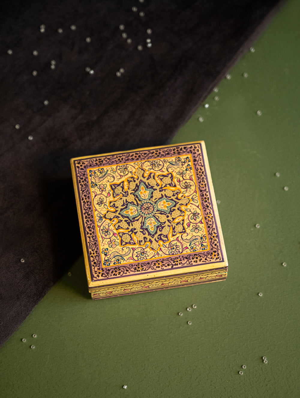 Load image into Gallery viewer, The Shahi Collection. Exclusive, Fine Kashmiri Art Utility Box - Indigo Florals 