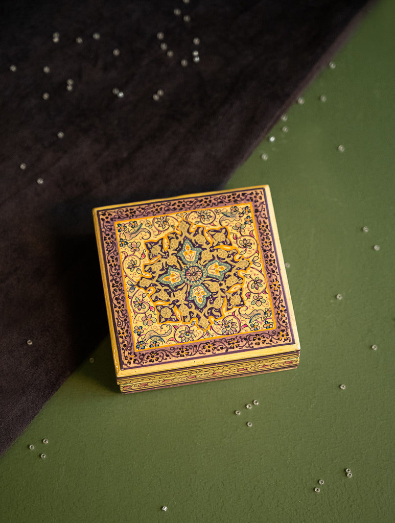 The Shahi Collection. Exclusive, Fine Kashmiri Art Utility Box - Indigo Florals 