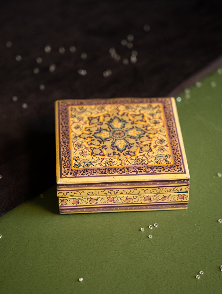 The Shahi Collection. Exclusive, Fine Kashmiri Art Utility Box - Indigo Florals 