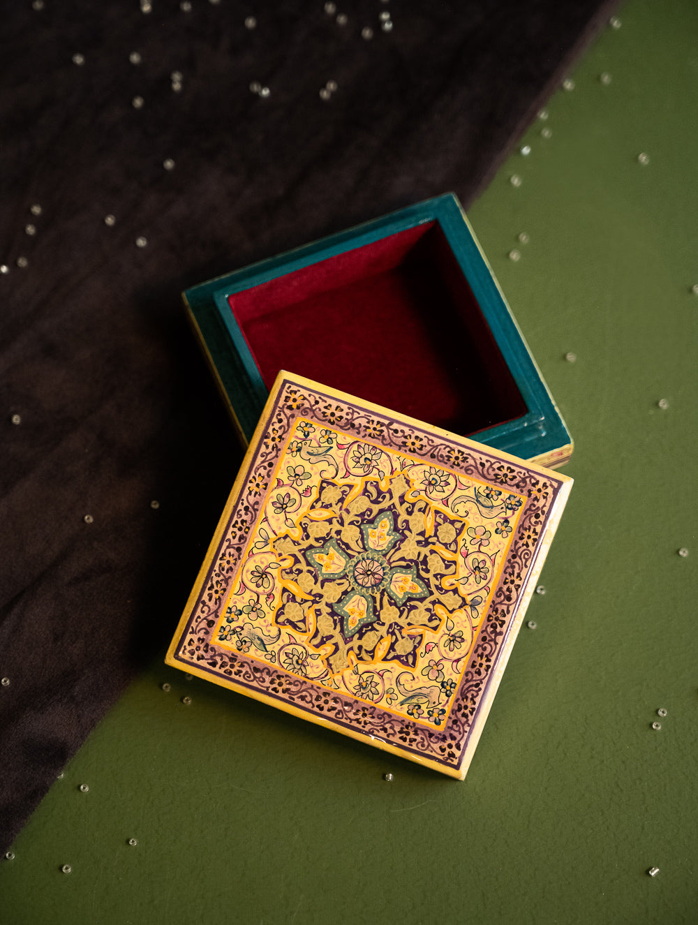 Load image into Gallery viewer, The Shahi Collection. Exclusive, Fine Kashmiri Art Utility Box - Indigo Florals 