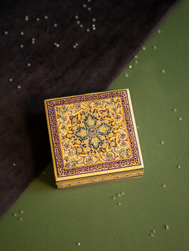 The Shahi Collection. Exclusive, Fine Kashmiri Art Utility Box - Indigo Florals 