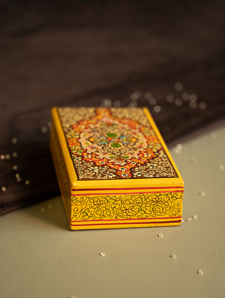 The Shahi Collection. Exclusive, Fine Kashmiri Art Utility Box - Terracotta Garden 