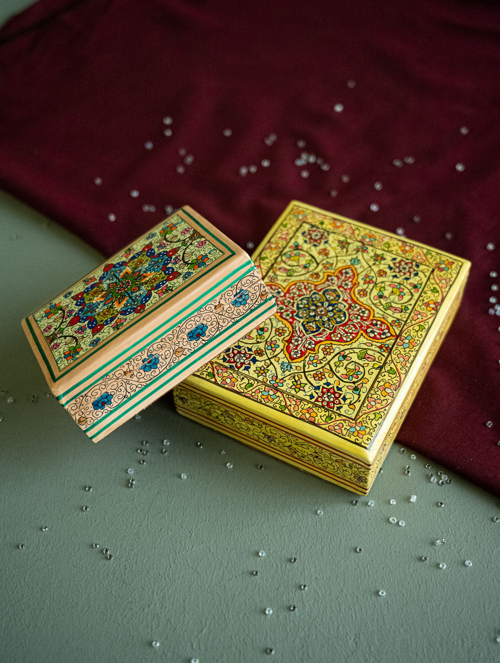 The Shahi Collection. Exclusive, Fine Kashmiri Art Utility Boxes - Baagh (Small, Set of 2)