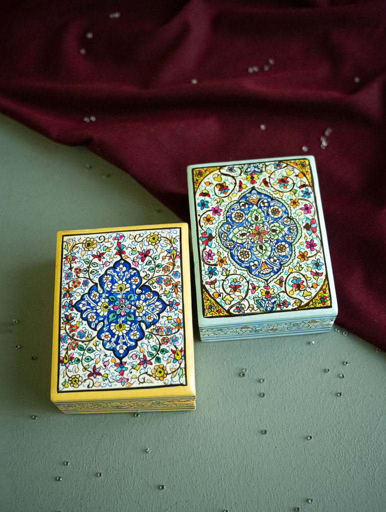 The Shahi Collection. Exclusive, Fine Kashmiri Art Utility Boxes - Dilkashi (Small, Set of 2)