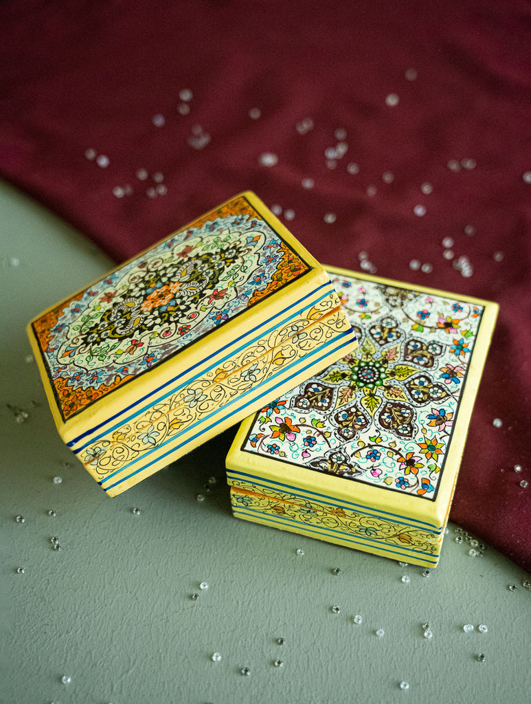 The Shahi Collection. Exclusive, Fine Kashmiri Art Utility Boxes - Gulzar (Small, Set of 2)