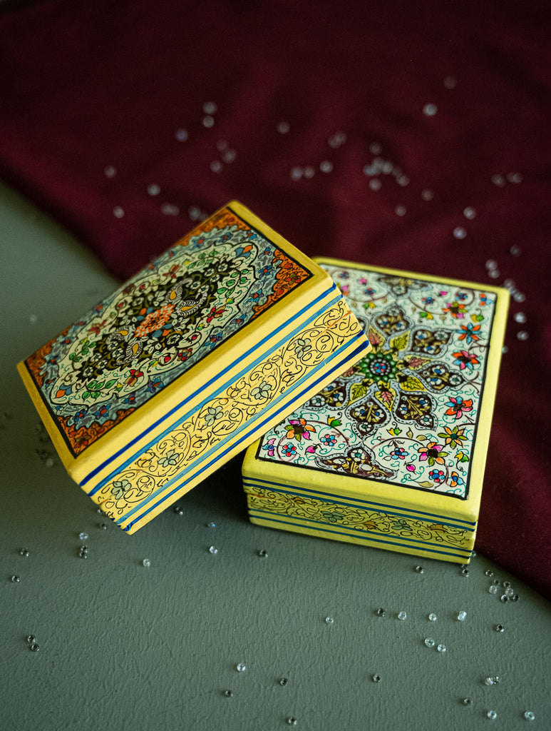 The Shahi Collection. Exclusive, Fine Kashmiri Art Utility Boxes - Khushnuma (Small, Set of 2)