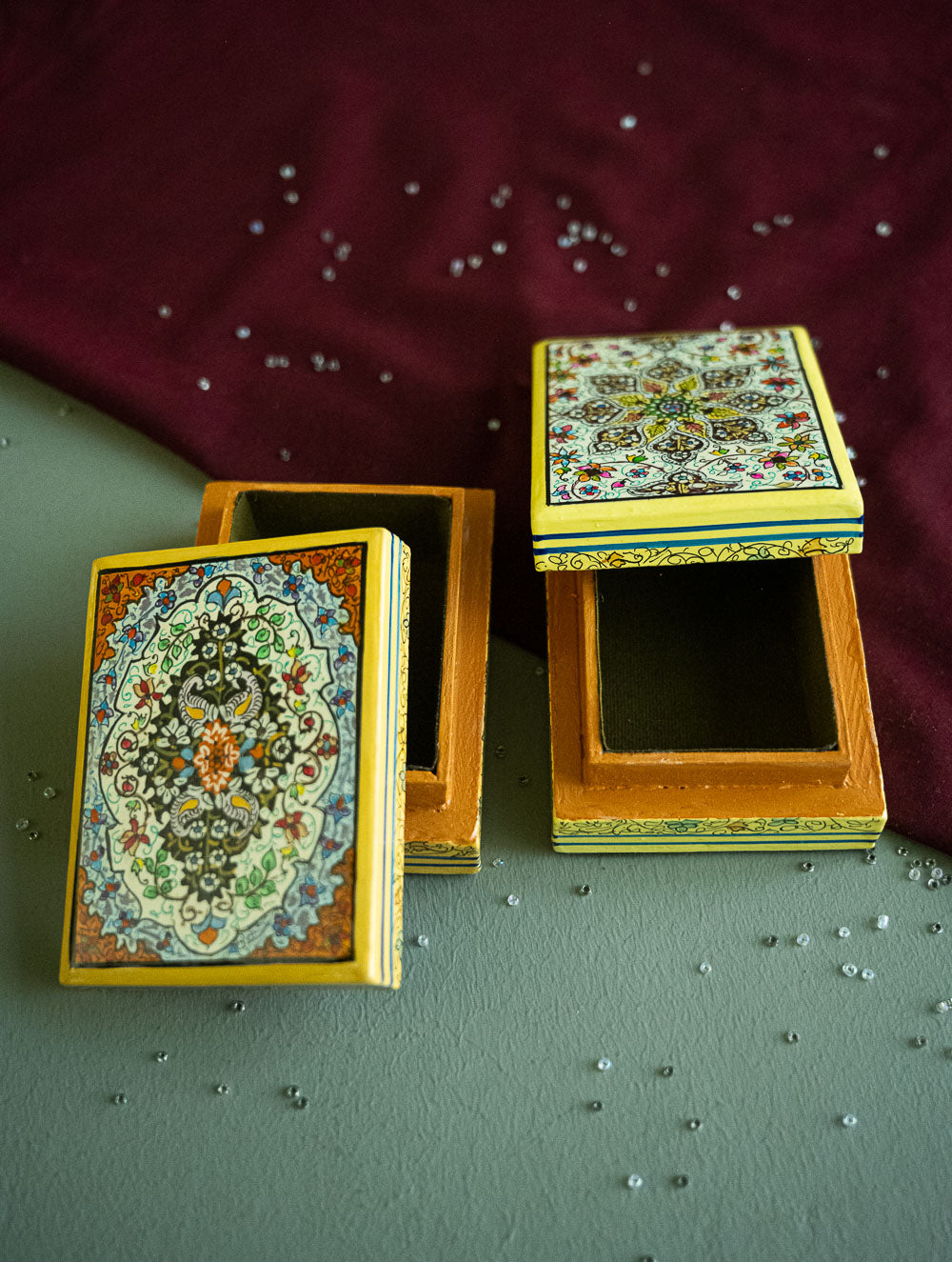 Load image into Gallery viewer, The Shahi Collection. Exclusive, Fine Kashmiri Art Utility Boxes - Khushnuma (Small, Set of 2)