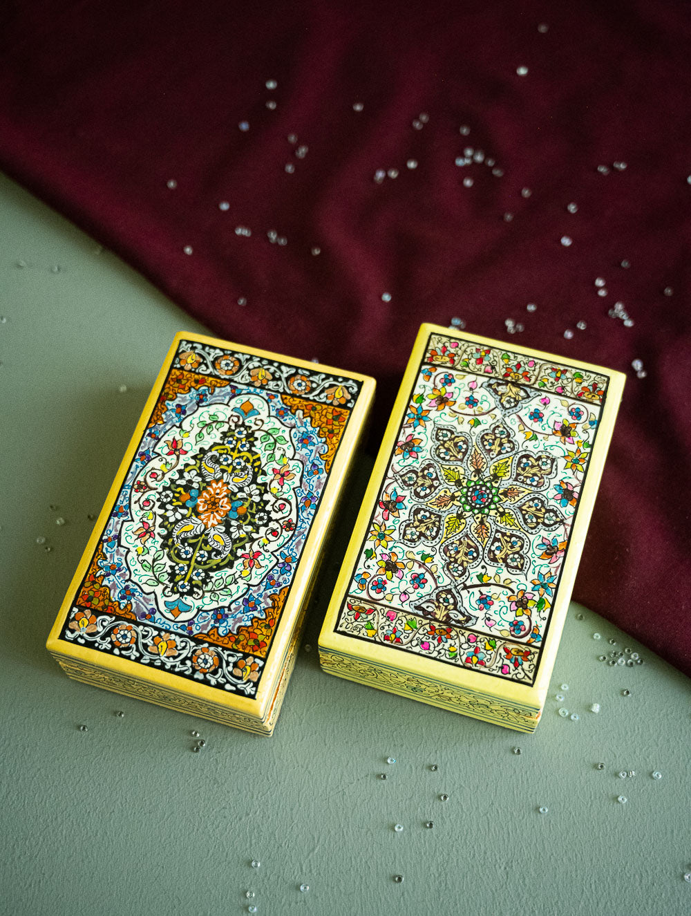 Load image into Gallery viewer, The Shahi Collection. Exclusive, Fine Kashmiri Art Utility Boxes - Naazuk (Small, Set of 2)