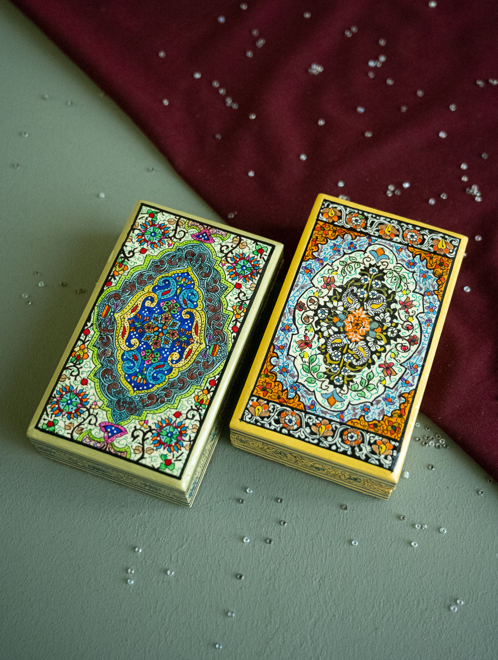 Load image into Gallery viewer, The Shahi Collection. Exclusive, Fine Kashmiri Art Utility Boxes - Nafeesa (Small, Set of 2)