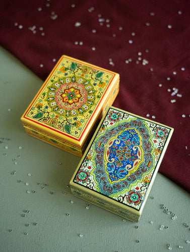 The Shahi Collection. Exclusive, Fine Kashmiri Art Utility Boxes - Naqshdaar (Small, Set of 2)