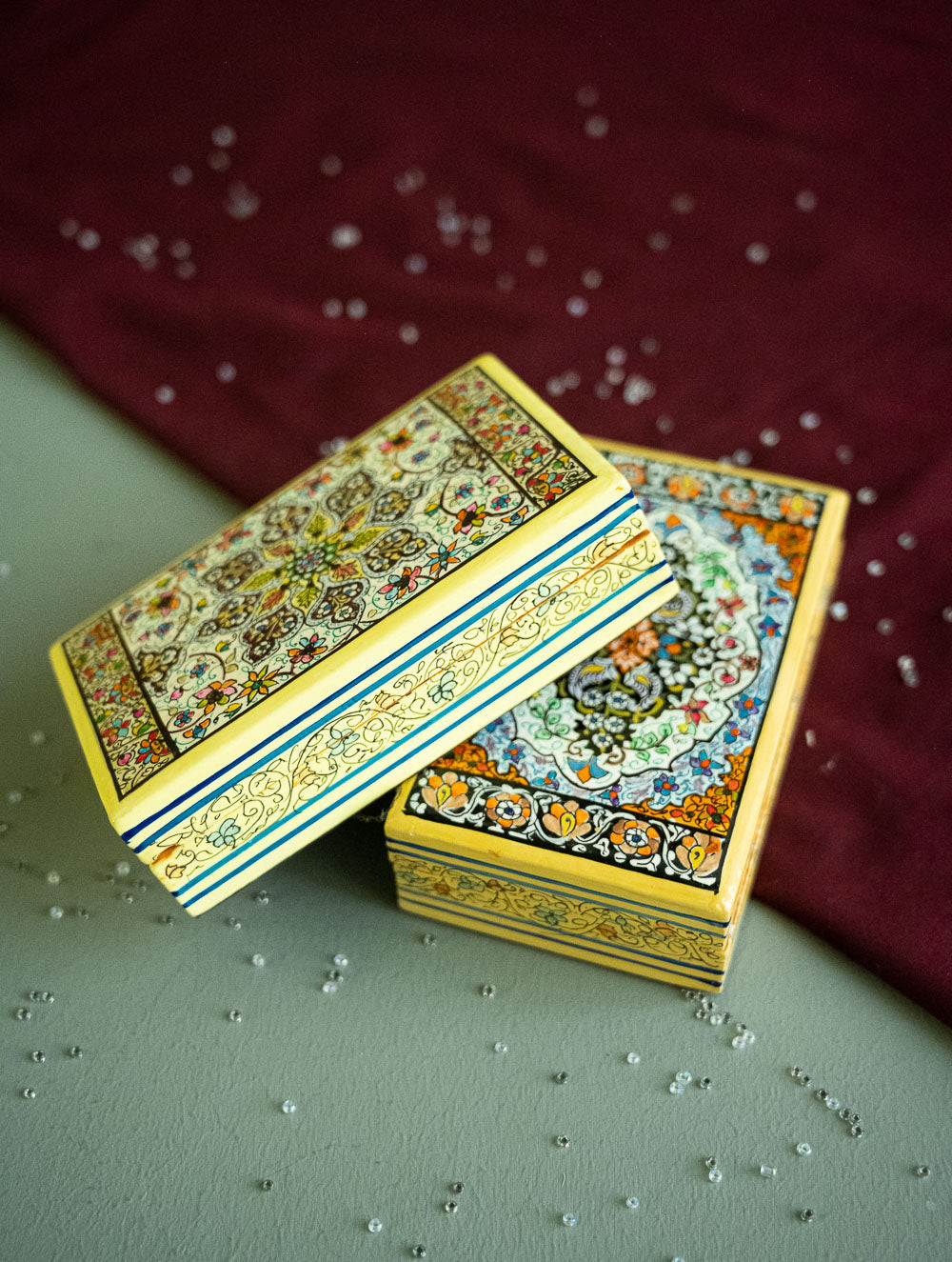 Load image into Gallery viewer, The Shahi Collection. Exclusive, Fine Kashmiri Art Utility Boxes - Nikhaat (Small, Set of 2)