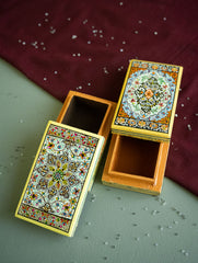 The Shahi Collection. Exclusive, Fine Kashmiri Art Utility Boxes - Nikhaat (Small, Set of 2)