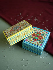 The Shahi Collection. Exclusive, Fine Kashmiri Art Utility Boxes - Noorani (Small, Set of 2)