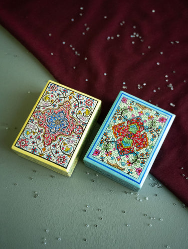 The Shahi Collection. Exclusive, Fine Kashmiri Art Utility Boxes - Noorani (Small, Set of 2)