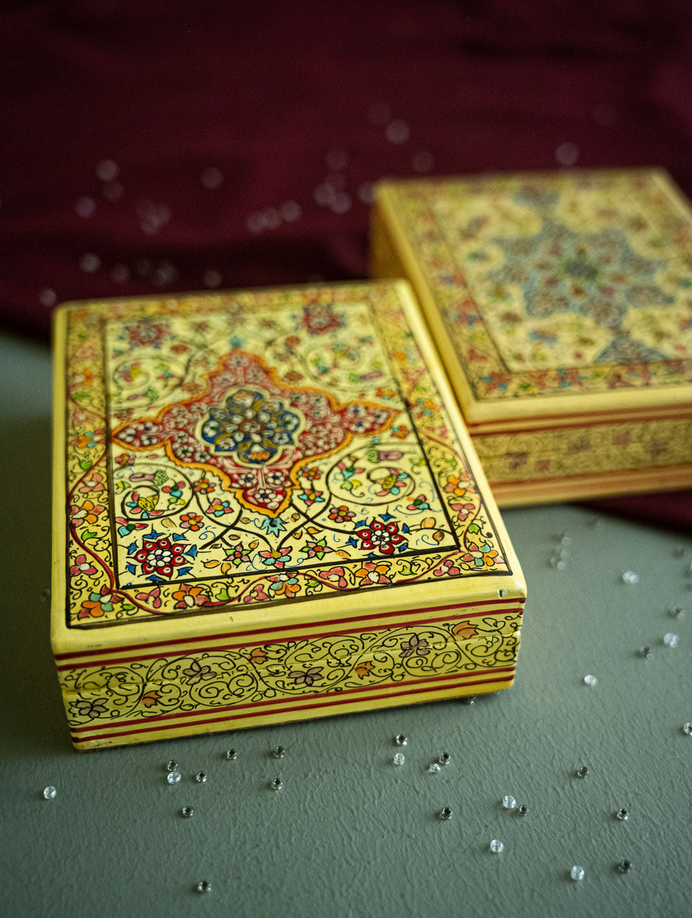 Load image into Gallery viewer, The Shahi Collection. Exclusive, Fine Kashmiri Art Utility Boxes - Ranaai (Small, Set of 2)