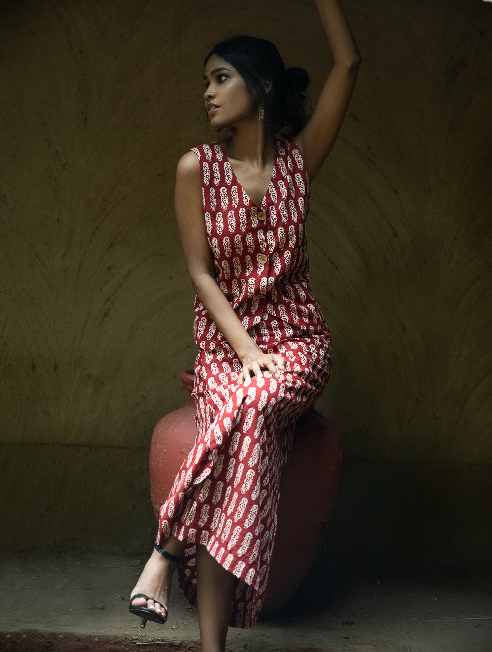 The Work Edit. Bagh Print Wrap Skirt Set - Flora