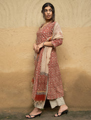 The Work Edit. Bagru Hand Block Printed Cotton Full Kurta Set - Floral Vine (3 pc set)