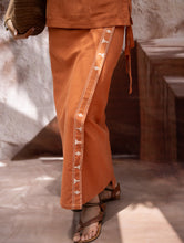 Load image into Gallery viewer, The Work Edit. Handwoven Kashida Pattu Cotton Wrap Skirt &amp; Top Set -Terracotta Wrap (Set of 2)