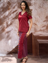 Load image into Gallery viewer, The Work Edit. Handwoven Kashida Pattu Cotton Wrap Skirt &amp; Top Set - Aztec in Rust (Set of 2)