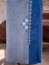 Load image into Gallery viewer, The Work Edit. Handwoven Kashida Pattu Cotton Wrap Skirt &amp; Top Set - Blue Aztec (Set of 2)