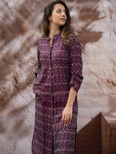 Load image into Gallery viewer, The Work Edit. Light &amp; Soft. Ikat Handwoven Long Shirt - Purple Reverie 
