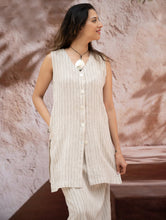 Load image into Gallery viewer, The Work Edit. Organic Handwoven Kala Cotton Wrap Set - Beige Stripes (Set of Two)