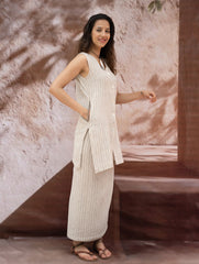 The Work Edit. Organic Handwoven Kala Cotton Wrap Set - Beige Stripes (Set of Two)