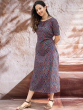 Load image into Gallery viewer, The Work Edit. Bagru HandBlock Printed Dress - Rhombus Trail