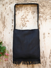 Handwoven Kashida Pattu Sling Bag - Black Hood