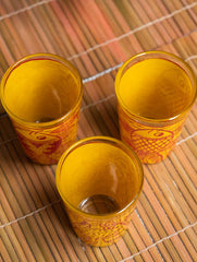 Vibrant Patua Art Handpainted Glasses - Machli Glasses (Set of 3)