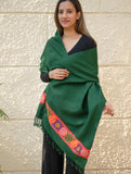 Warm & Cosy Signature Kinnauri Stole - Moss Grove