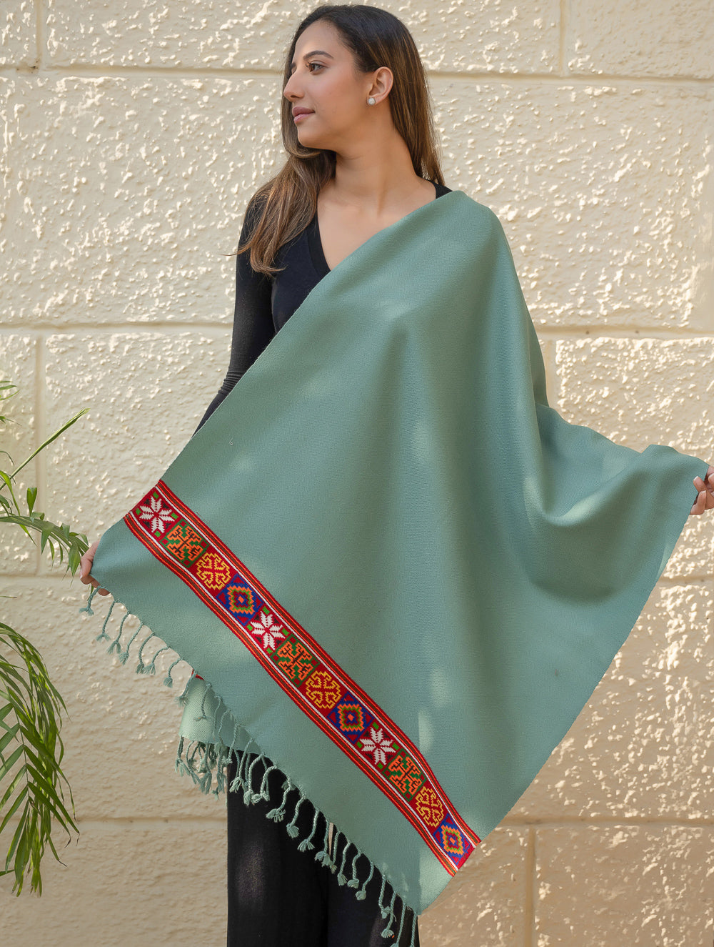 Load image into Gallery viewer, Warm &amp; Cosy Signature Kinnauri Stole - Ocean Moss