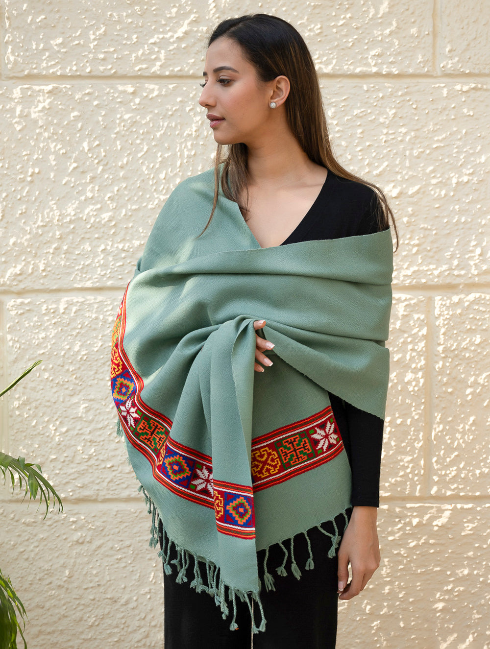 Load image into Gallery viewer, Warm &amp; Cosy Signature Kinnauri Stole - Ocean Moss