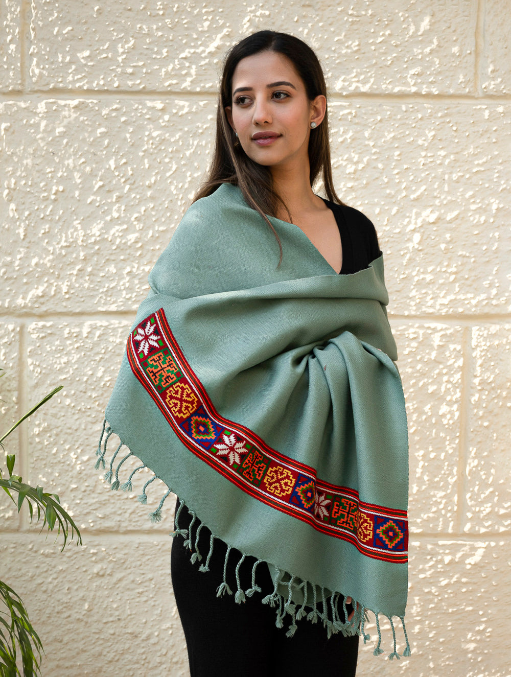 Load image into Gallery viewer, Warm &amp; Cosy Signature Kinnauri Stole - Ocean Moss