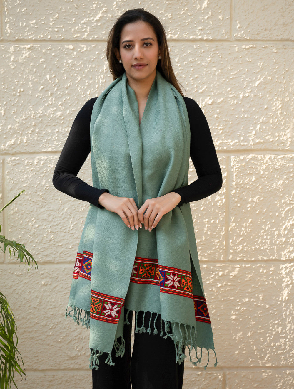 Load image into Gallery viewer, Warm &amp; Cosy Signature Kinnauri Stole - Ocean Moss