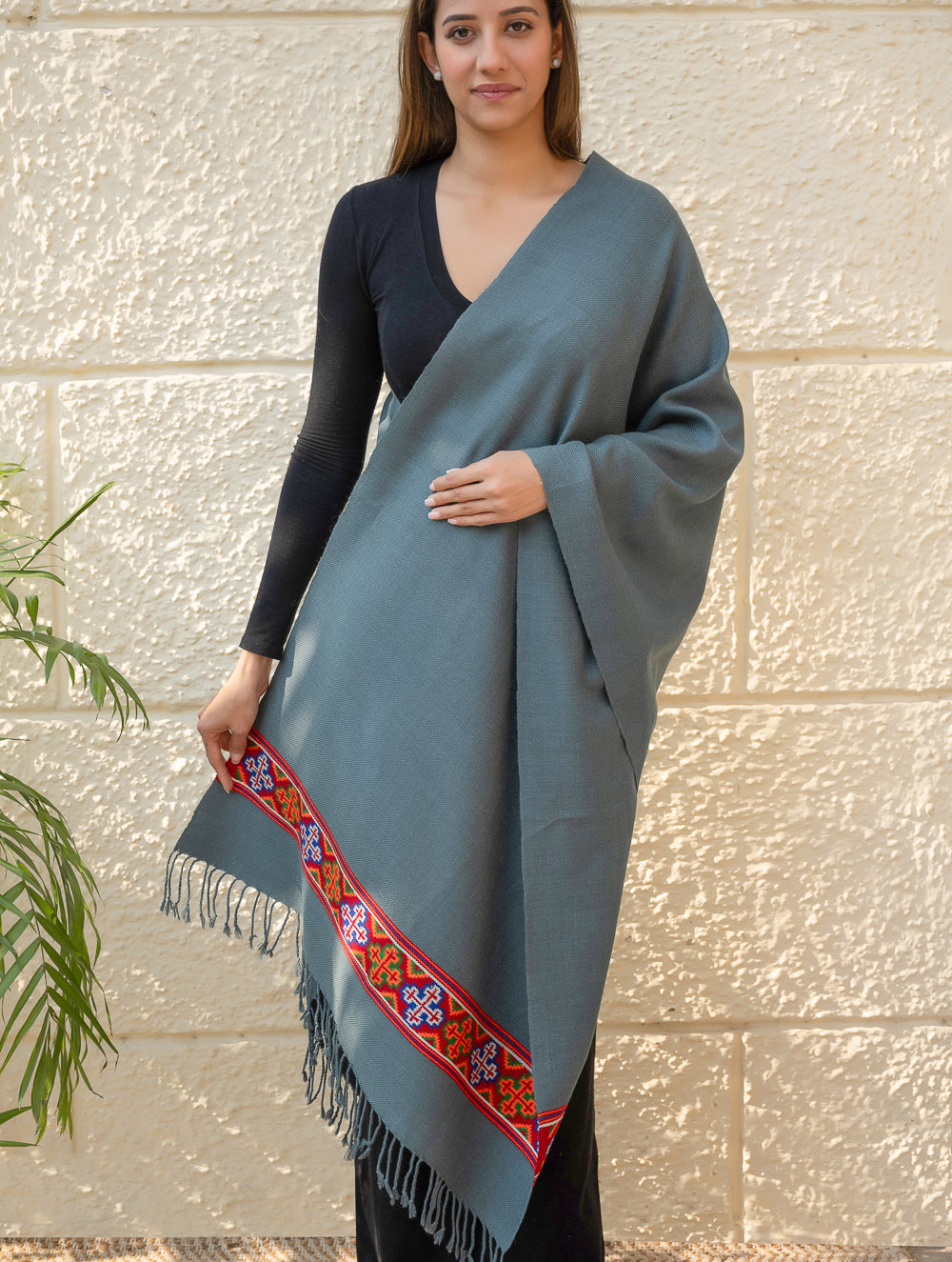Load image into Gallery viewer, Warm &amp; Cosy Signature Kinnauri Stole - Sky Mist