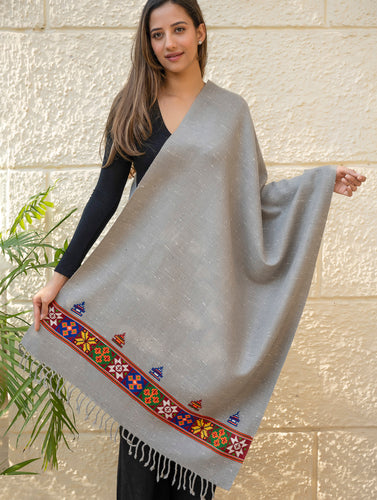 Warm & Cosy Signature Kinnauri Stole - Speckled Grey
