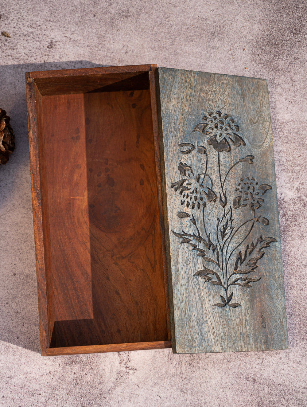 Wood Engraved Floral Decorative Box