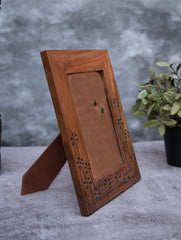 Wood Engraved Floral Photo Frame