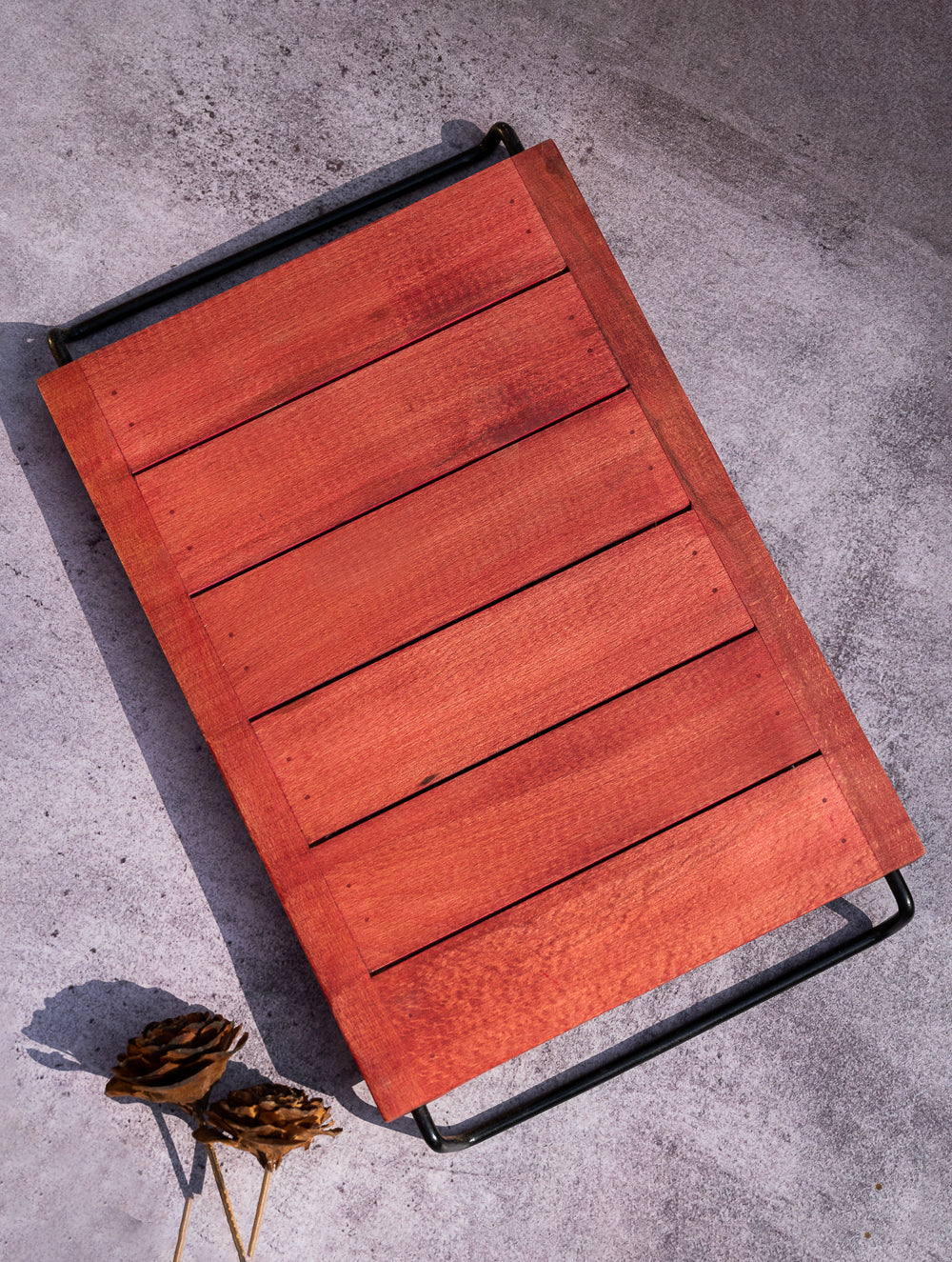 Wood Engraved Floral Tray