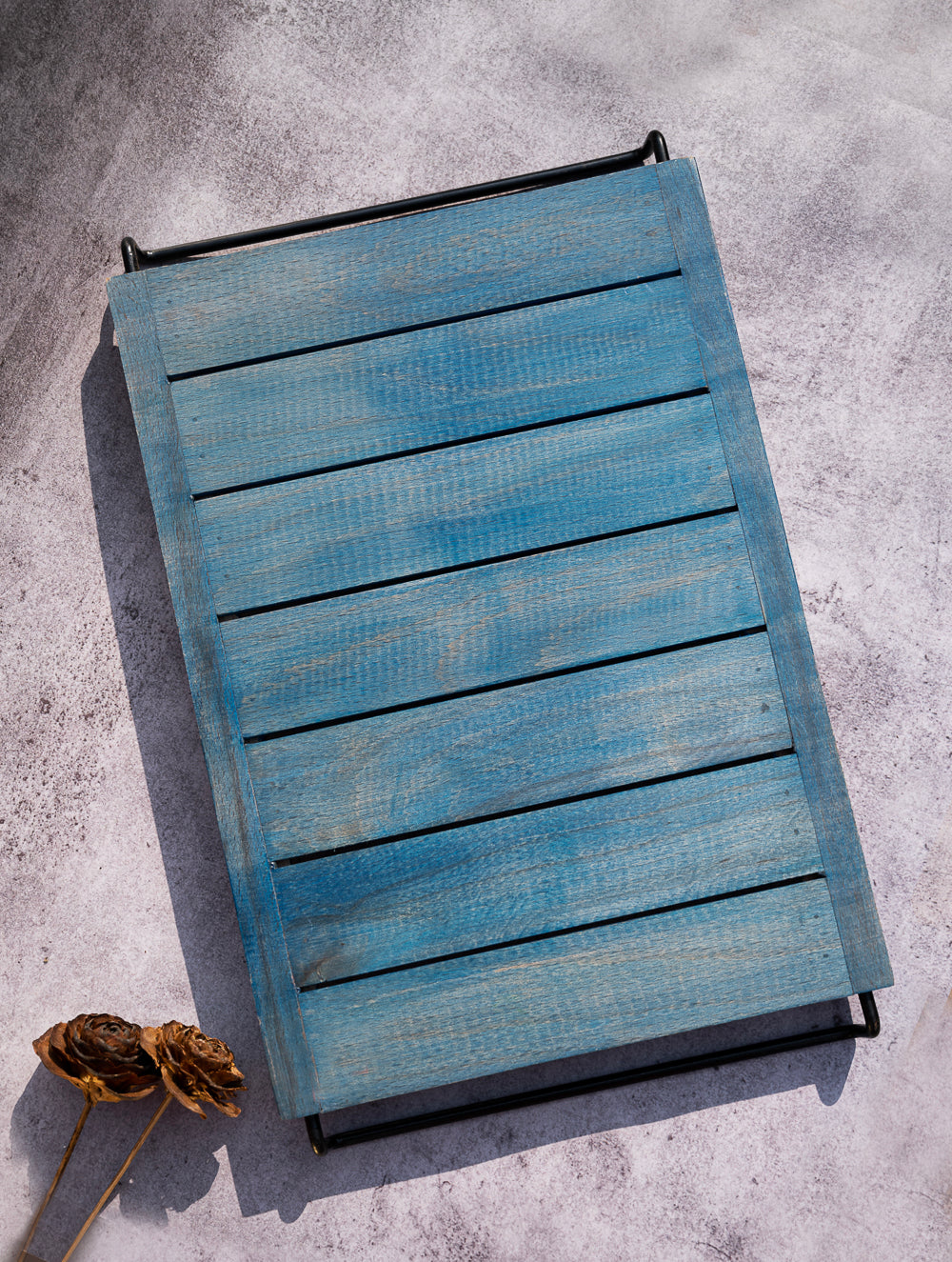 Wood Engraved Floral Tray
