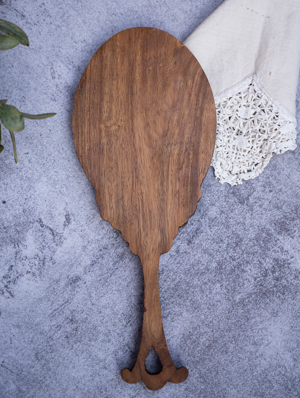 Wood Engraved Hand Mirror- Oval